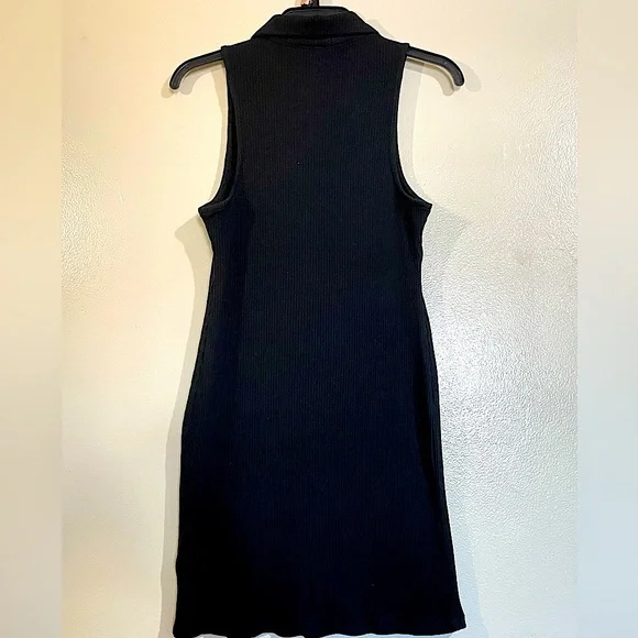 Wild Fable Women's Sleeveless Zip Front Bodycon Polo Dress Black L. - Picture 3 of 7